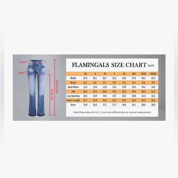 Flamingals Low Rise Boot Cut Jeans for Women Butt Lifting Western Pants M - Picture 7 of 15